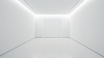 Empty white modern room that is perfect place for a gallery, where visitors would be welcome. Generative AI Technology  
