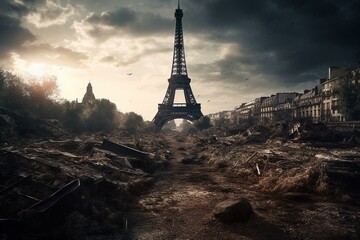 Paris ruined by meteorites. Generative AI