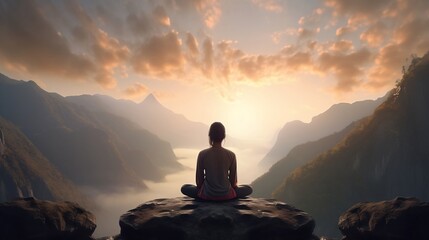 Naklejka na ściany i meble Nature's Serenity: Mindfulness on the Mountaintop