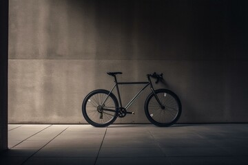 Fototapeta na wymiar Minimalistic bicycle mounted on wall. Generative AI
