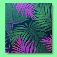 Palm leaves and abstract pattern. Generated by AI.