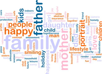 Word cloud concept illustration of happy family