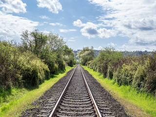 Fototapeta na wymiar railway in the green landscape