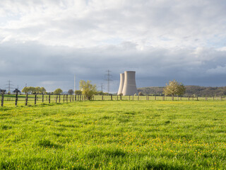 Green landscape and nuclear power plant ...