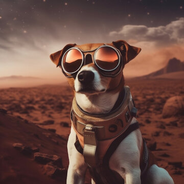 Cool Dog in Goggles at Dusk