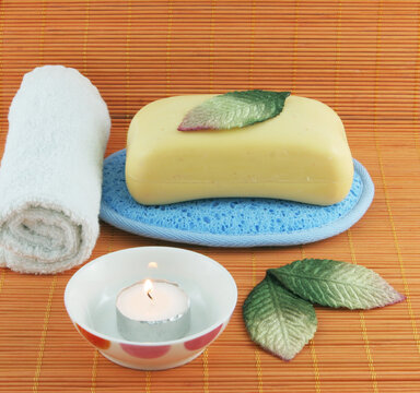 Spa products on an orange background