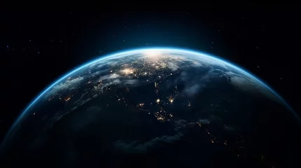 Fototapete Vereinigte Staaten planet earth from space at night. City lights on the planet. Life of people. Solar system element. . Generative AI