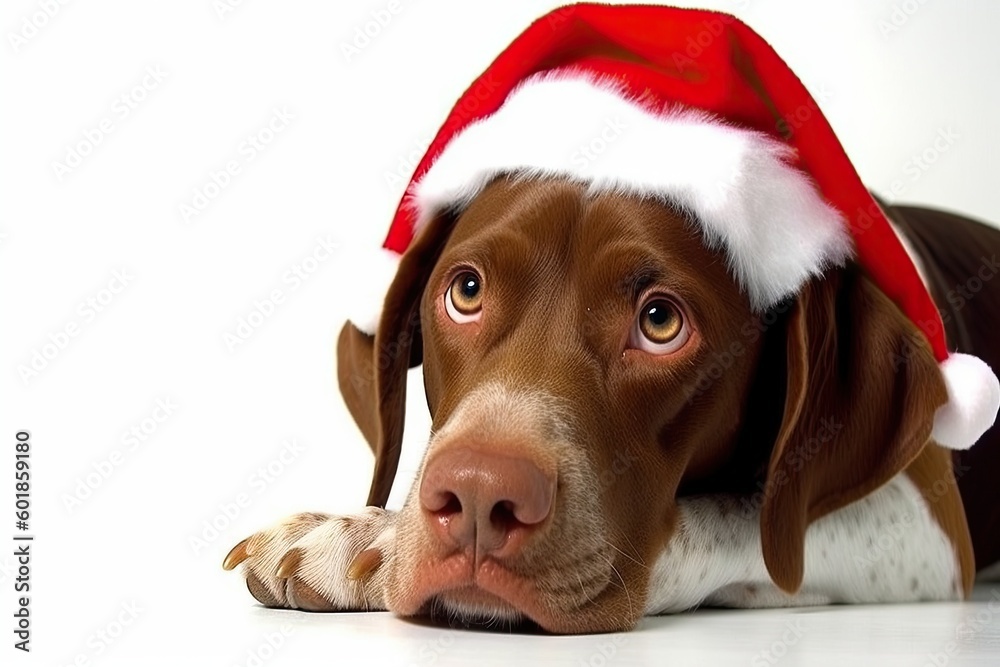 Canvas Prints festive dog wearing a Santa hat Generative AI