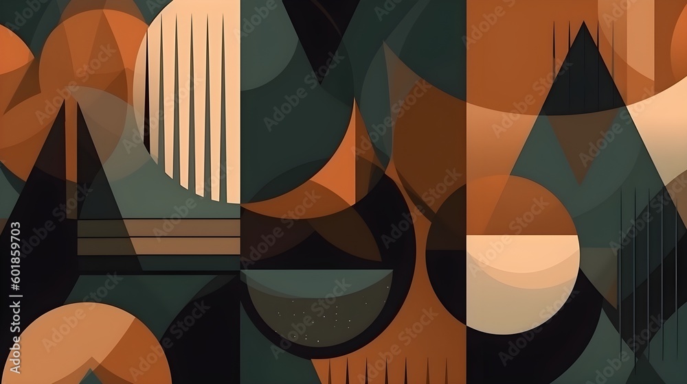 Fototapete Simple contemporary retro color trendy texture background abstract colorful geometric shape wallpaper and backdrop. Artistic digital art element design material. Generative AI technology.