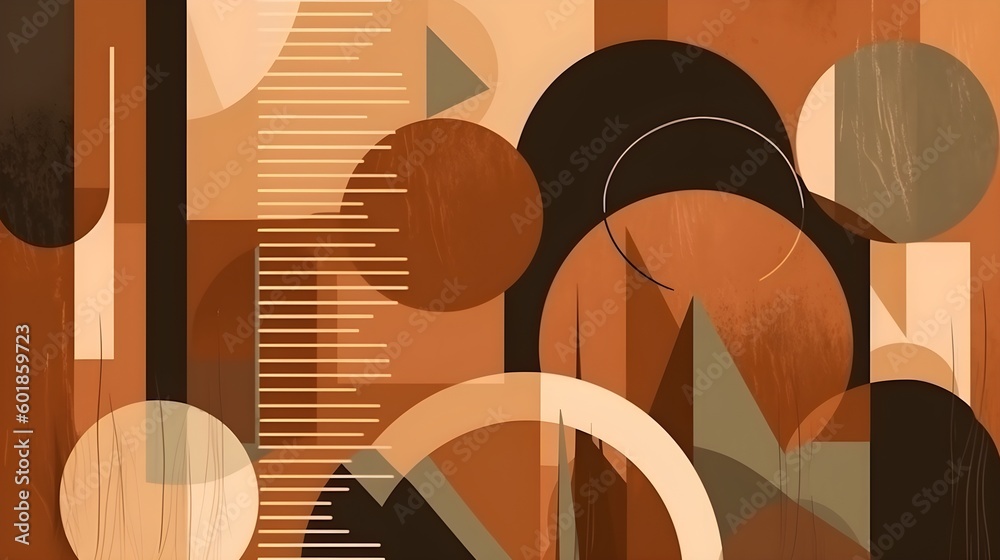 Fototapete Simple contemporary retro color trendy texture background abstract colorful geometric shape wallpaper and backdrop. Artistic digital art element design material. Generative AI technology.