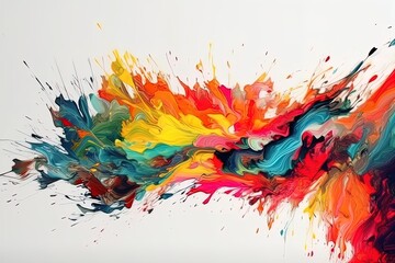 Colorful ink paint explosion on white background.