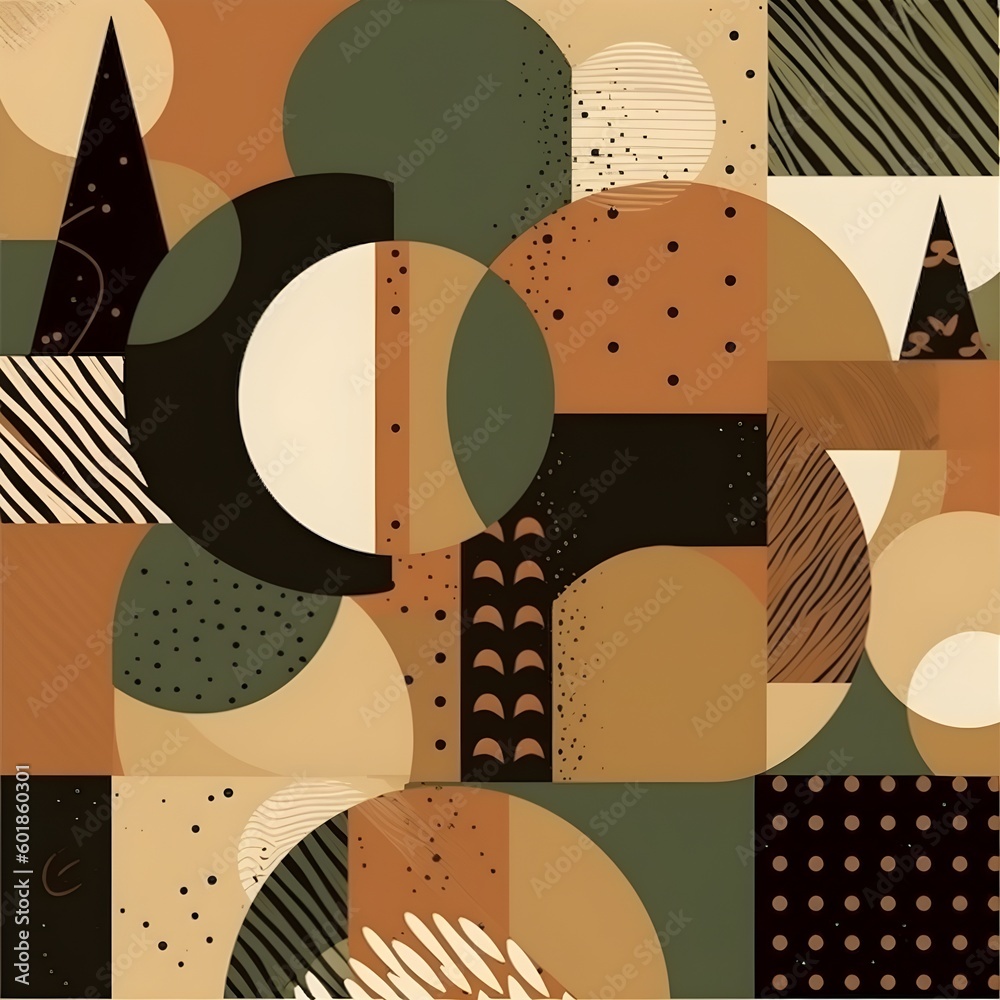 Fototapete Abstract contemporary mosaic retro color trendy colorful texture geometric shape and pattern. Artistic digital art element design material. Generative AI technology.