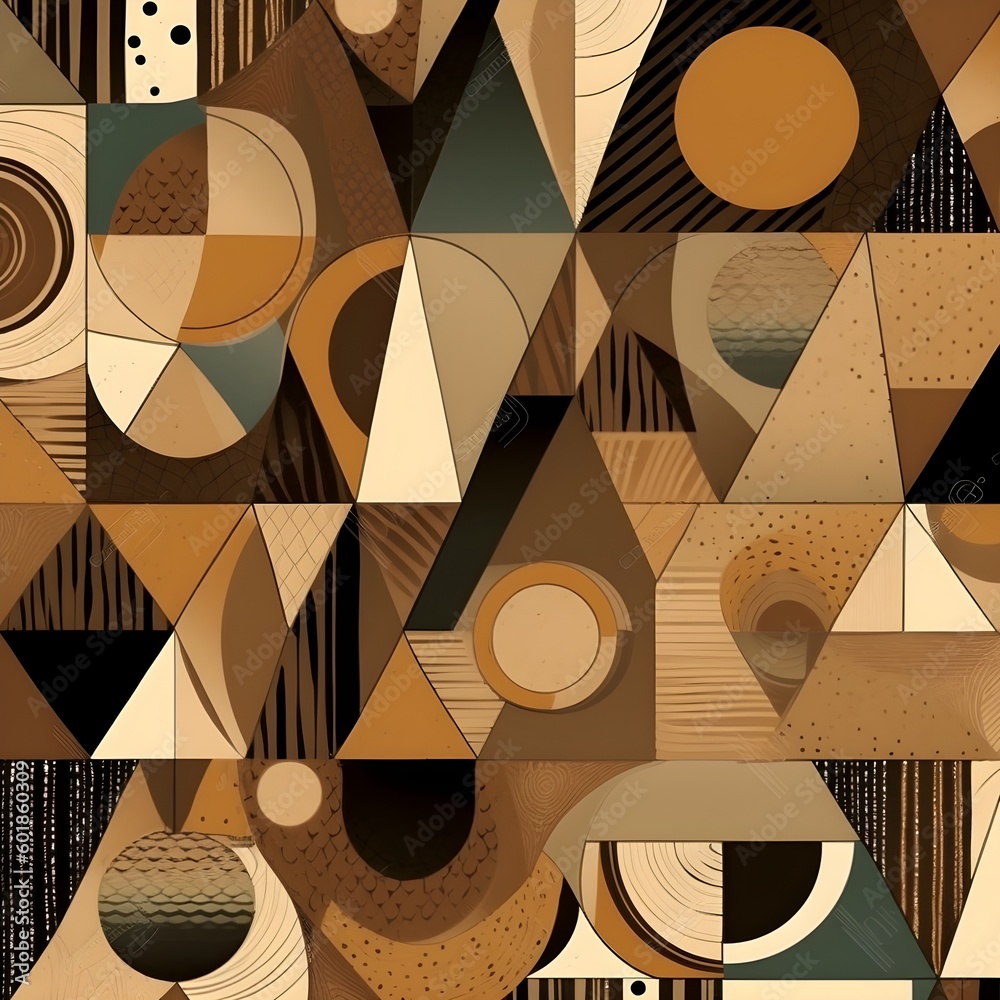 Fototapete Abstract contemporary mosaic retro color trendy colorful texture geometric shape and pattern. Artistic digital art element design material. Generative AI technology.
