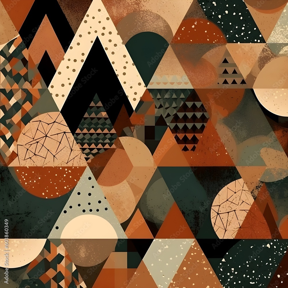 Poster abstract contemporary mosaic retro color trendy colorful texture geometric shape and pattern. artist
