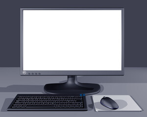 Illustration of Blank screen on desktop computer