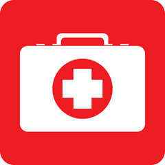 first aid kit icon red circle on white background
