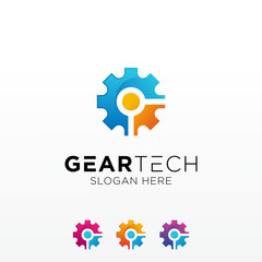 Gear technology vector logo design template.