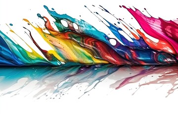 Fototapeta premium Colorful Liquid paint ink curved motion flow on isolated white background. Vivid color Fluid dynamic paint wave.