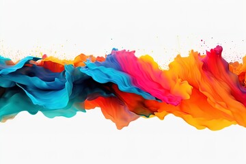 Colorful Liquid paint ink curved motion flow on isolated white background. Vivid color Fluid dynamic paint wave.