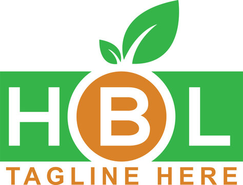 Logo for a food company with a peach and a green apple and hbl logo