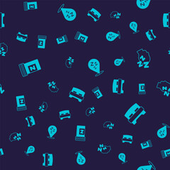 Set Sleeping pill, Dreams, Sleepy and Big bed on seamless pattern. Vector