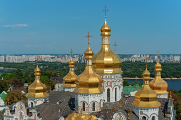 Fototapeta na wymiar Golden domes of Kyiv Pechersk Lavra in Kyiv Ukraine