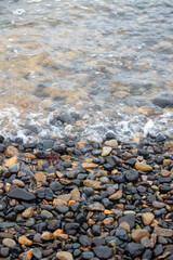 Stones on a black beach in Iceland