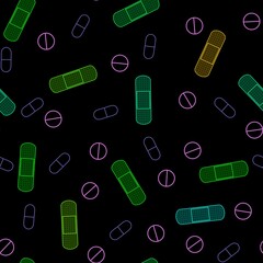 Cartoon medicine seamless pills pattern for wrapping paper and linens and fabrics and packaging and shops