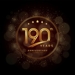 190th anniversary logo with gold double line style decorated with glitter and confetti Vector EPS 10