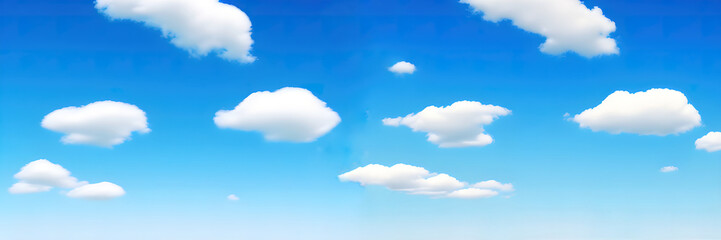 Ai generated beautiful panoramic blue sky with white clouds	