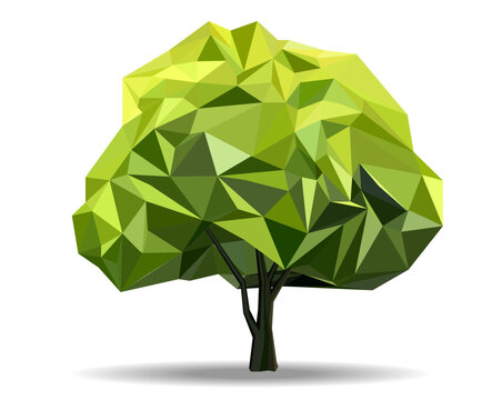 Green tree polygon  vector icon