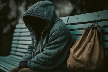 A person sitting alone on a park bench, Solitude Amidst Recession: The Human Cost, Generative AI