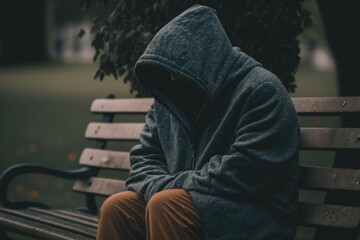 A person sitting alone on a park bench, Solitude Amidst Recession: The Human Cost, Generative AI