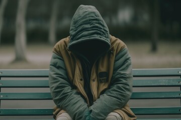 A person sitting alone on a park bench, Solitude Amidst Recession: The Human Cost, Generative AI