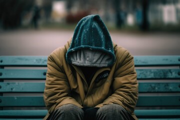 A person sitting alone on a park bench, Solitude Amidst Recession: The Human Cost, Generative AI