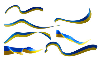flag of ukraine, 3d realistic ribbon illustration