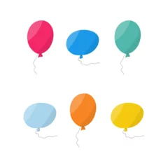 Papier Peint photo Montgolfière inflatable balloons yellow blue pink holiday pattern