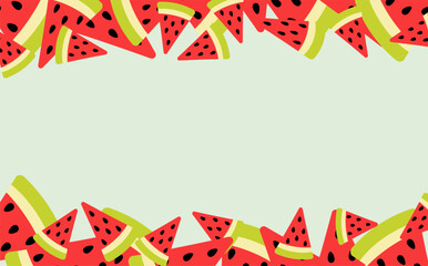 Watermelon background. Watermelon slice frame. Template for summer banner, poster, card or advertising