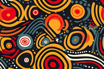 An illustration based on aboriginal style of dot painting. AI Generative Art.