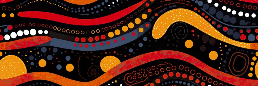 An illustration based on aboriginal style of dot painting. AI Generative Art.