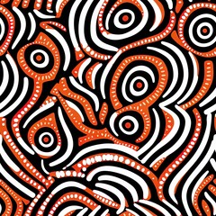 Fototapeta na wymiar An illustration based on aboriginal style of dot painting. AI Generative Art.