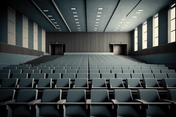 an empty auditorium with rows of seats Generative AI