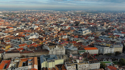 Fototapeta na wymiar Aerial view of Budapest city skyline, Terezvaros or Theresa Town neighbourhood. Hungary