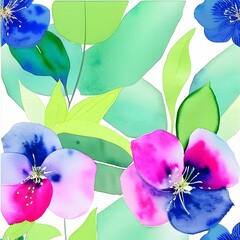 Watercolor flowers abstract print