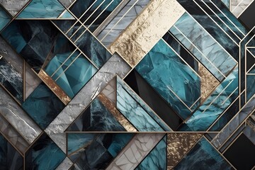 Abstract geometric background with marble mosaic inlay