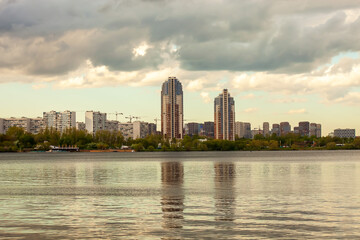 city skyline at sunset