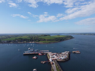 Falmouth harbour docks from the air cornwall england uk 