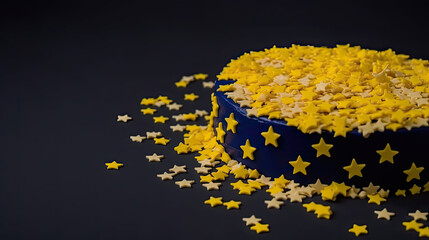 Kuchen mit blauer Glasur und gelben Sternen zur Feier des Europatags (Generative AI)