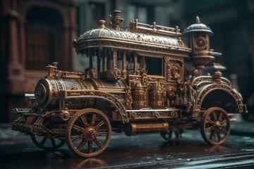Fototapeta na wymiar Well-balanced steampunk vehicle. Generative AI