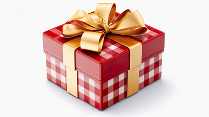 Obraz premium A red gift box with a gold bow. Generative AI.